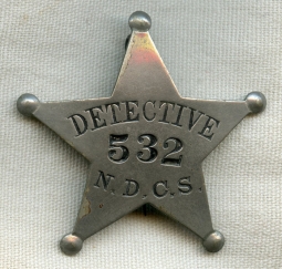 Old Ca. 1900 Detective Badge #532 from National Detective Correspondence School (N.D.C.S)
