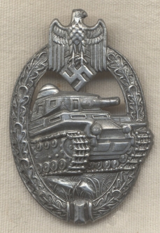 Near Mint High-Quality Silver Panzer Assault Badge by A.S.