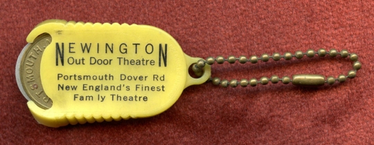 Cool 1950s Newington (New Hampshire) Drive-In Theater Key Chain with Portsmouth Tokens