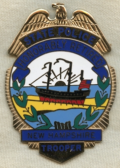 Scarce 2007 NH State Police Honorably Retired Badge by Blackinton