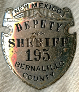 Rare WWII Era Bernalillo County, NM Deputy Sheriff Badge by L.A. Stamp & Stationery Co.