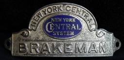 Beautiful 1920's - 30's NY Central System Railroad Brakeman Hat Badge