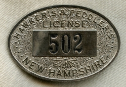 1940s-1950s New Hampshire Hawker's & Peddler's License Badge