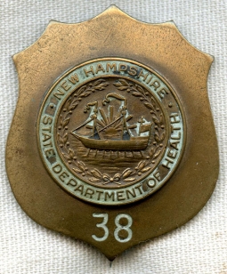 Rare 1930's New Hampshire State Department of Health Agent Badge