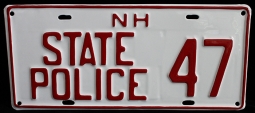 Beautifully Restored RARE Late 30s - Early 40s New Hampshire State Police License Plate #47