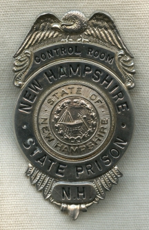 Circa 1950s-1960s New Hampshire State Prison Control Room Hat Badge NO LONGER AVAILABLE