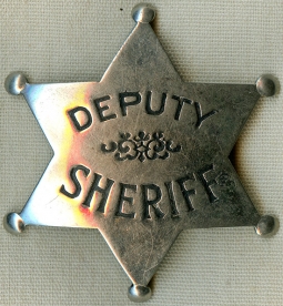 1920's Northern California 'Stock' 6 Point Star Deputy Sheriff Badge by Ed. Jones & Co.
