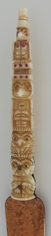 Beautiful Ca 1900 Northwest Coast Indian Bone & Copper Totem Pole Letter Opener
