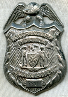Ca. 1900 New York City Veteran Police Association Badge, Large & Impressive Size