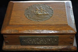 Ca. 1927 Oak Box with Bronze Plaques All Made from Material from the USS Constitution
