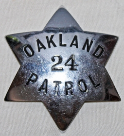 Nice 1930s - 40s Oakland Patrol Oakland CA Private Security Patrol Badge by Ed Jones & Co