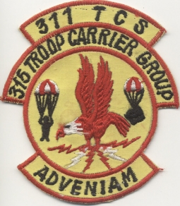 USAF Patch Oct 1964 Tanson Nhut Airfield 19 Air Commandp Squadron Assigned to 315th TCG