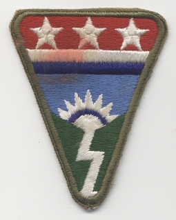 WWII US Army Ledo Road Shoulder Patch with Olive Drab Border and Red Top