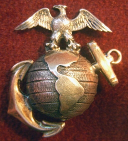 Rare WWI USMC Officer Dress EGA in Sterling & 10K Gold Modified to Screwback