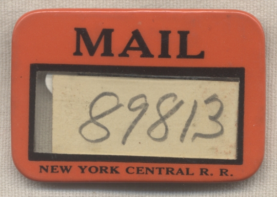Vintage 1930s New York Central Railroad Mail Service Celluloid Badge