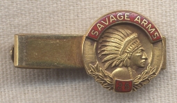 1950s Savage Arms 10K Gold 25 Years of Service Tie Bar