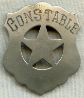 Wonderful 1880s Old West Hand Engraved "Stock" Constable Circle Star Cut Out Shield Badge