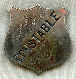 Nice 1890's Hand Stamped & Engraved Old West Constable Badge Great Look
