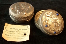 Charming Pair WWI Gargoyle Boxes Made by Wounded French Soldier/Pair de Boites par Soldat Bl