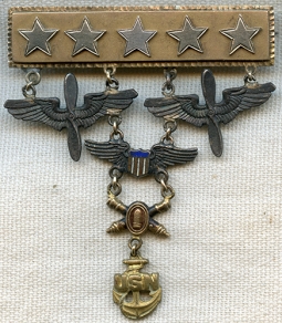 Amazing One-of-a-Kind WWII Five Sons in Service Pin 14K Gold, Sterling, etc.