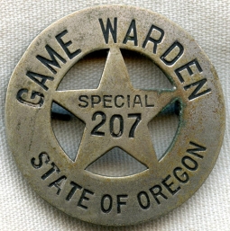 Rare Early 1900's Oregon Special Game Warden Circle Star Badge by Pacific Coast Stampworks