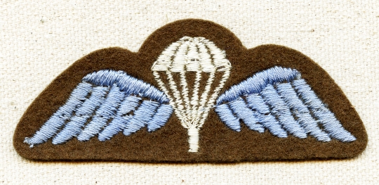 ONE Near Mint WWII British Paratrooper Badge From a UNCUT BUNDLE from a US Army OSS Captain's Estate