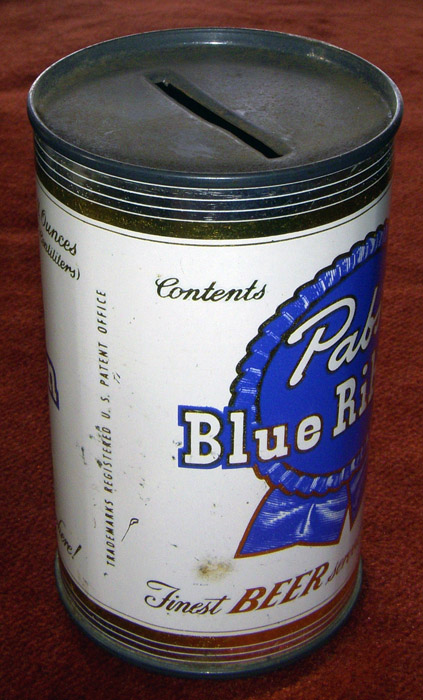 Early 1950s Pabst Blue Ribbon (PBR) Miniature Beer Can Coin Bank ...
