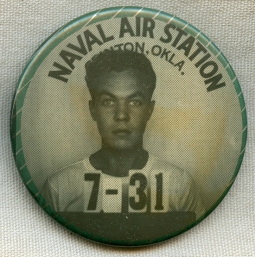 Large WWII Photo ID Badge from US Naval Air Station Clinton, Oklahoma