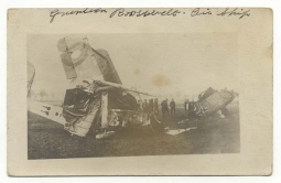 WWI Real Photo Post Card (RPPC) of Crashed US & German Aircraft