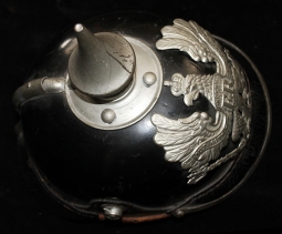 WWI Prussian Spiked Helmet (Pickelhaube) w/ Nice Paper Label - Musketier Pelzer Inf. Reg.143