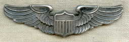 WWII USAAF Pilot Wing in Sterling by Rare Maker JOSIAH ODENCE