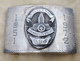 Beautiful Ca 1972 Los Angeles Policeman Retirement Heavy Sterling Silver Buckle