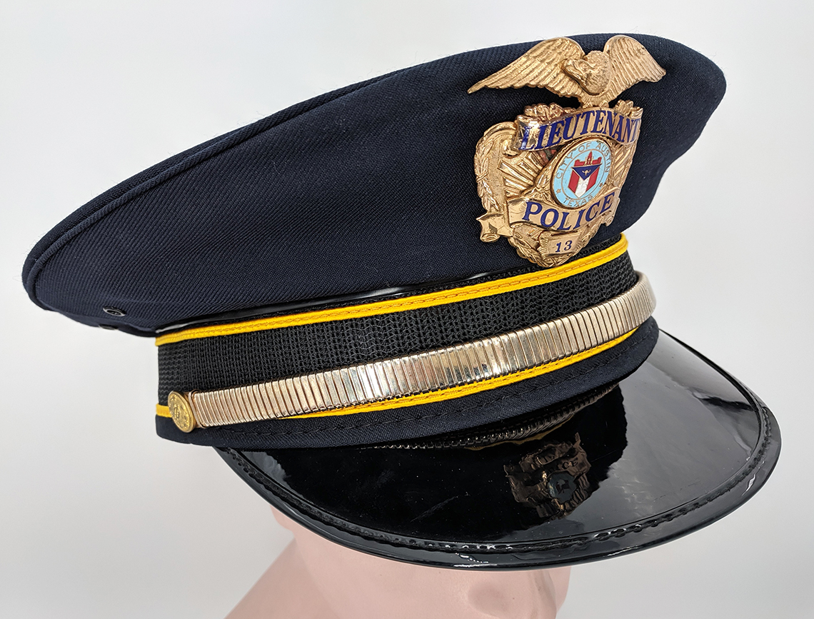 Nice Vintage Austin Texas Police Lieutenant Hat with Gold Filled Badge