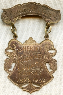 Ext. Rare 'Old West' Shawnee Co., KS Sheriff Presentation Badge 1898-1903 to Porter S. Cook