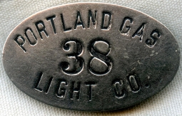 1910's - 1920's Portland Gas Light Co. Employee Badge #38 from Portland, Maine