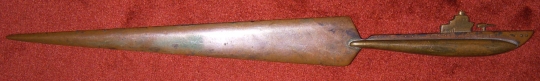 Fantastic WWII Portsmouth Naval Shipyard-Made Submarine Letter Opener in Copper & Brass