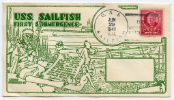 1940 USS Sailfish (Ex-Squalus) First Submergence Postal Cover Dated June 29, 1940
