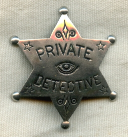 Great Old West 1890s Private Detective Badge with All Seeing Eye