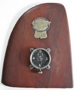 Incredibly Cool Memorial Trophy of Fred Hartman-DH-4 Prop, Clock and Plane ID