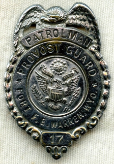 Rare WWII Provost Guard Patrolman Badge from US Army Fort F.E. Warren in Cheyenne, WY