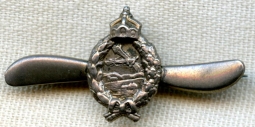 WWI Prussian Pilot Lapel or Sweetheart Pin in 800 Silver, Reverse Engraving: 20-7-17