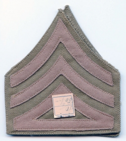Pair WWI US Army Rank Stripes for Co. Supply Sergeant Brown on Brown
