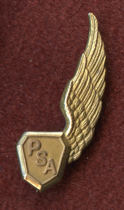 Rare, Late 1950's 1st Issue PSA Pacific Southwest Airlines Flight Attendant Hat Badge.