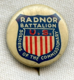 Unusual WWI US Radnor Battalion from Radnor Pennsylvania Celluloid Pin