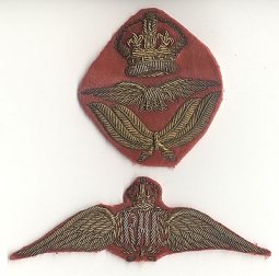 Extremely Rare Possible Prototype 1st Issue Full Dress RAF Bullion Hat Badge & Wing Set