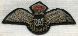 Rare Late WWII RAF Bullion Pilot Wing Made in India for Wear on Khaki Uniform