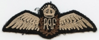 Variant WWII RAF (Royal Air Force) Pilot Wing Indian-Made Chainstitched Silk on Wool Lg "RAF