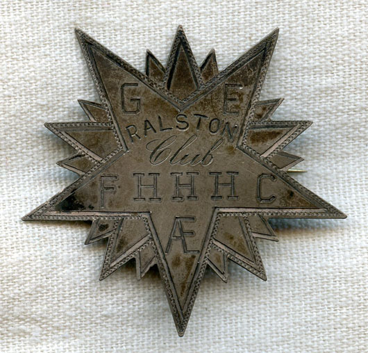 BEING RESEARCHED - Silver Star-Shaped "Ralston Club" Badge -NOT FOR SALE UNTIL IDENTIFIED