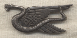 Rare Early 1920s 102nd Observation Squadron Badge in Sterling by Dieges & Clust