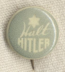 Rare 1930s Jewish Anti-Hitler Celluloid Pin